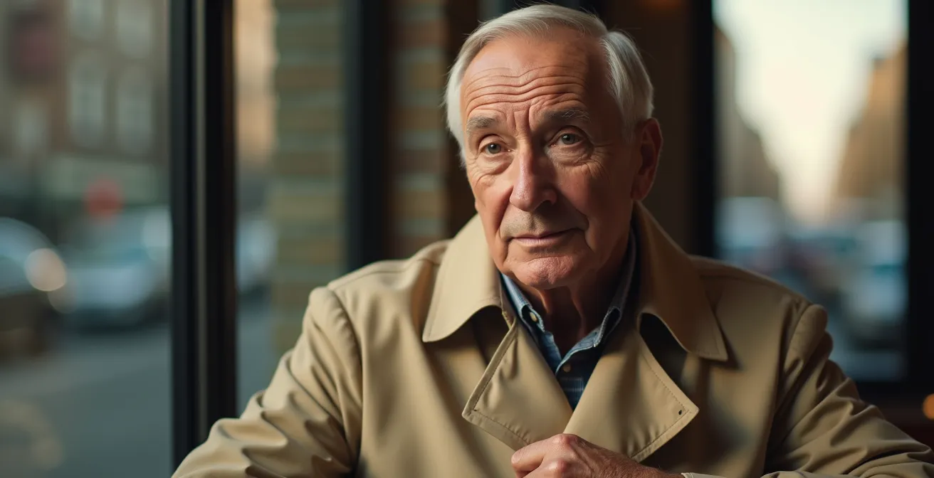 Person in trench coat showing timeless elegance through generations