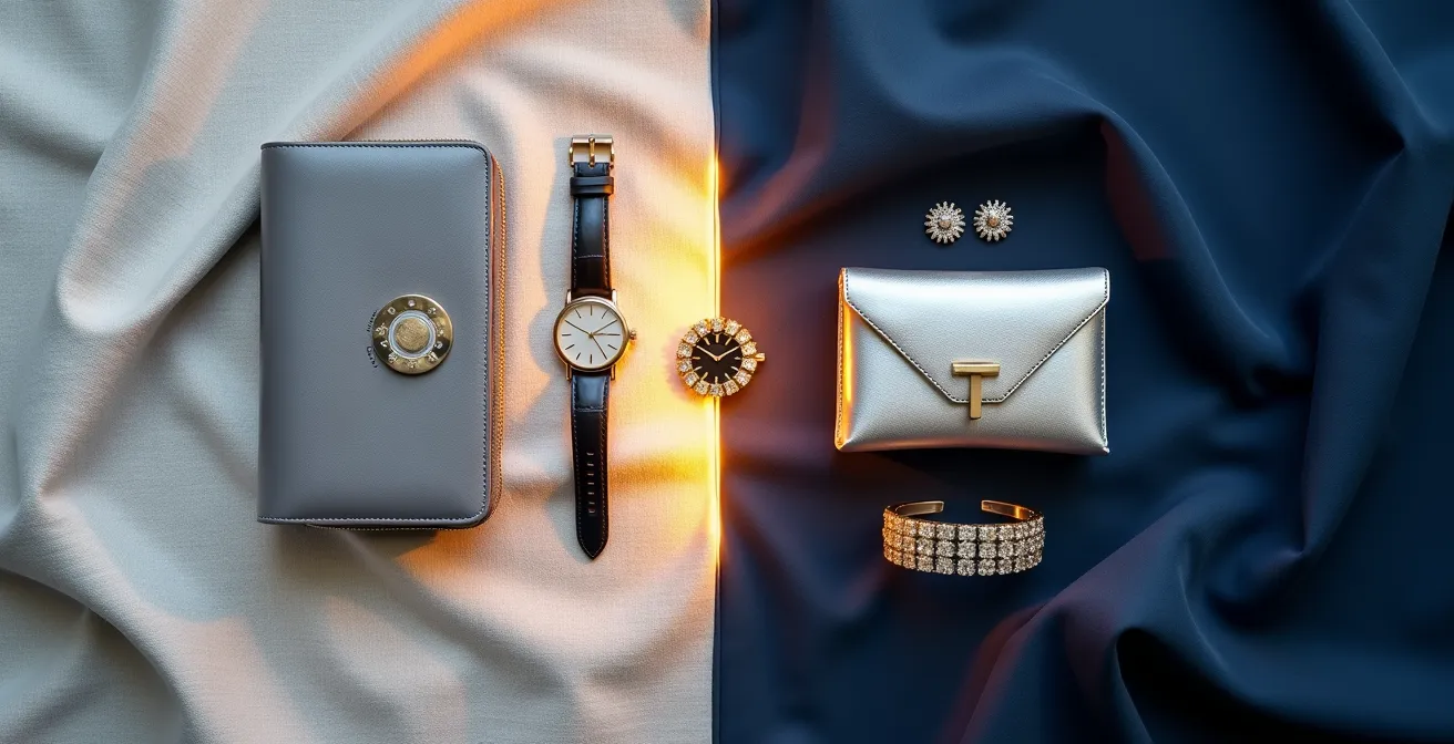 Elegant arrangement of transformative accessories for day-to-night styling