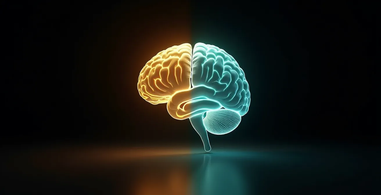 Abstract visualization of brain activity showing conflict between reward and sickness responses